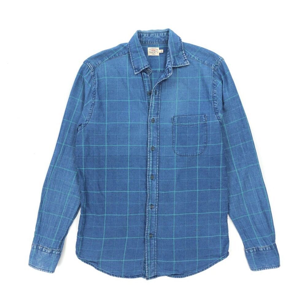 FAHERTY Ventura Everyday Indigo Windowpane Sport Shirt Minimal Indie VSCO Preppy